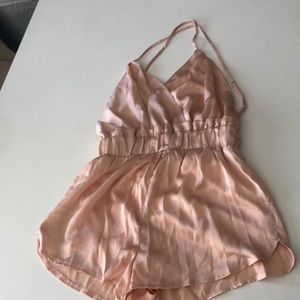 Satin blush colored shorts romper brand new